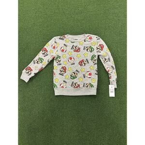 gray Nintendo Super Mario Bros. character print long-sleeve crewneck sweatshirt